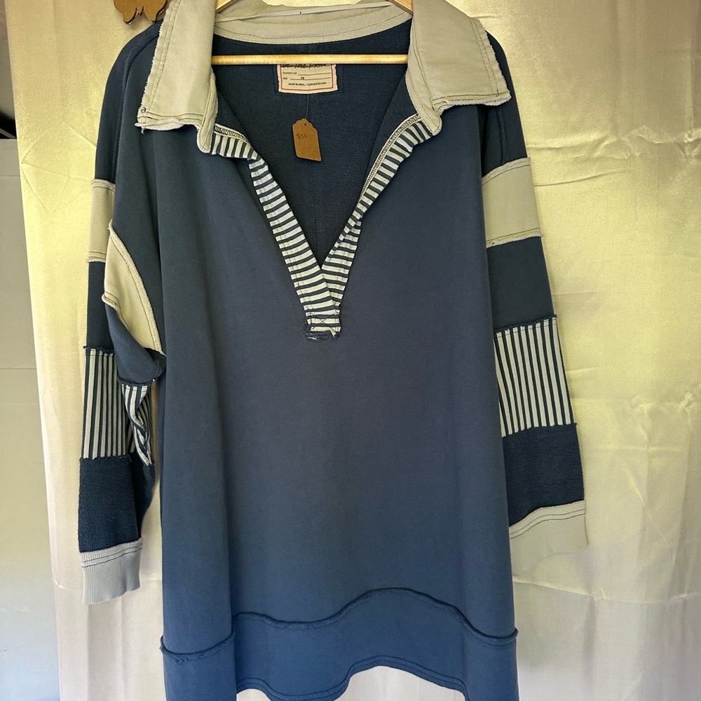 We The Free Blue Textured Top